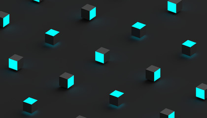 Poster - Abstract 3d rendering of geometric shapes. Computer generated minimalistic background with cubes. Modern design for poster, cover, branding, banner, placard