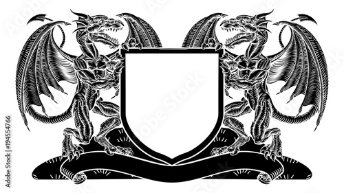 Dragon Coat of Arms Crest Shield Heraldic Emblem Stock Dragon Coat of Arms Crest Shield Heraldic Emblem Stock