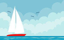Vector Seascape With Boat