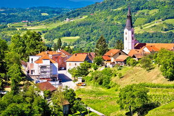 Picturesque town of Klanjec in green landscape view