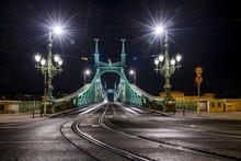 Freiheitsbrucke By Night, Budapest, Hungary, Europe