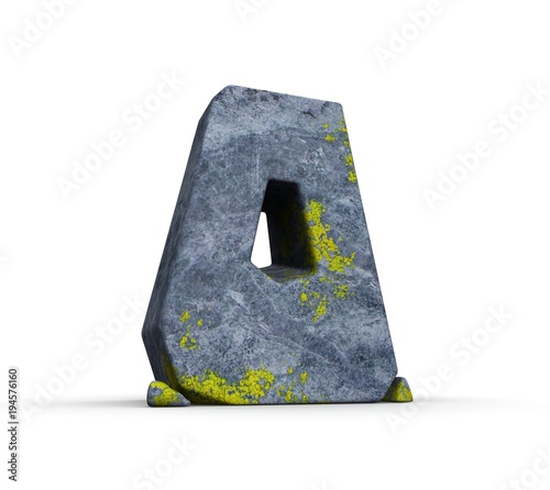 Stone Numeral 0 3d Model On Isolated White Background With Grey Granite And Moss Texture Stock Illustration Adobe Stock