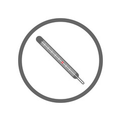 Sticker - Medical mercury thermometer icon in circle. Vector.