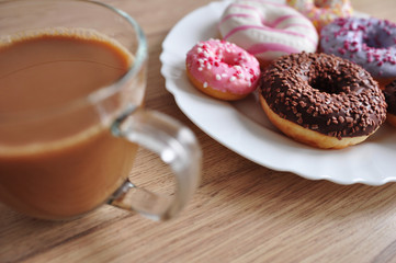 Wall Mural - delicious coffee and delicious donuts