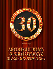 Wall Mural - Golden alphabet with show lamps isolated