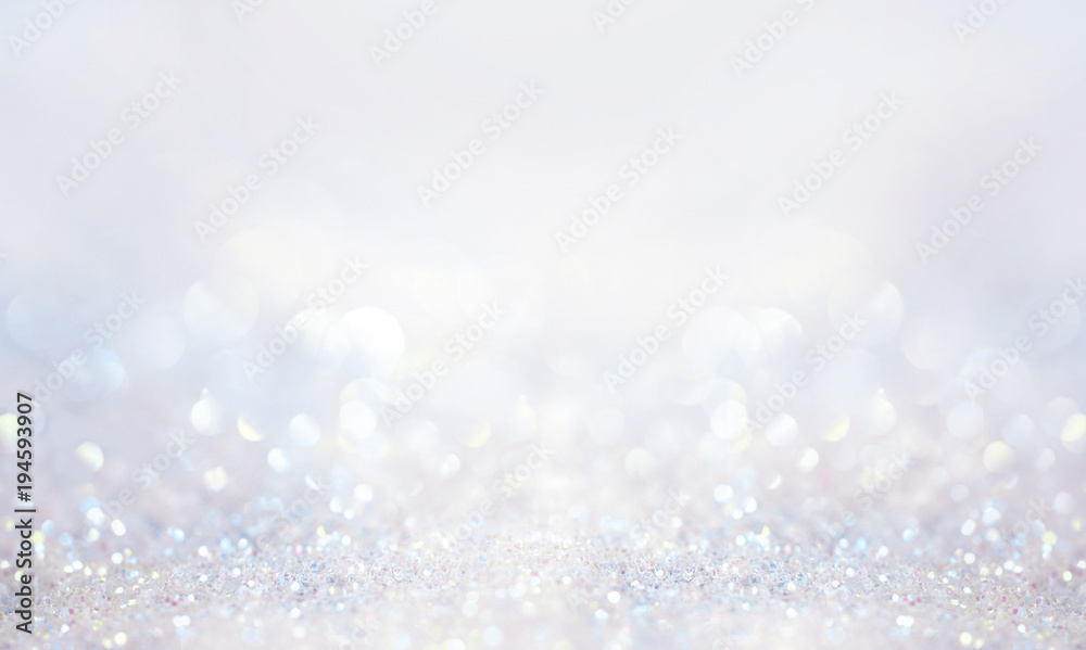 Glitter background in pastel delicate silver and white tones de-focused. - obrazy, fototapety, plakaty 