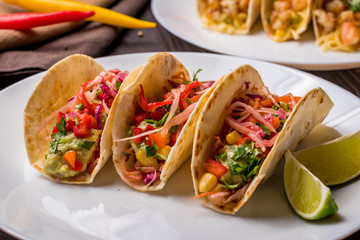 Wall Mural - Mexican tacos with vegetables vegetarian