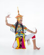 © Watcharin - The lady in Southern thai classical dancing suit is posing on white background.