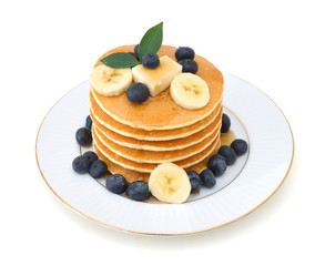 Wall Mural - Blueberry pancakes with fresh blueberries