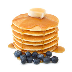 Wall Mural - Stack of pancakes with fresh blueberry