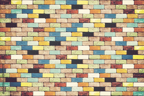 Plakat na zamówienie Colorful Brick wall for background. Vintage color.