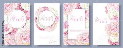 Fotografering  Romantic flowers banner set
