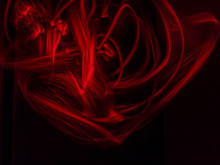 Red Lights In Movement. Light-Painting.