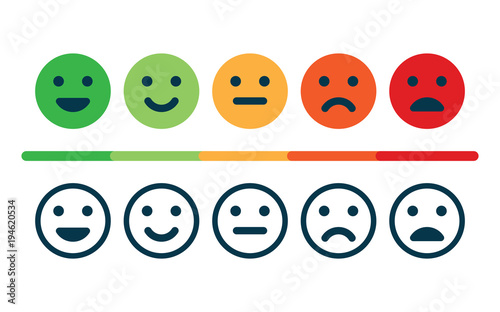 Rating satisfaction. Feedback in form of emotions. Tableau sur Toile