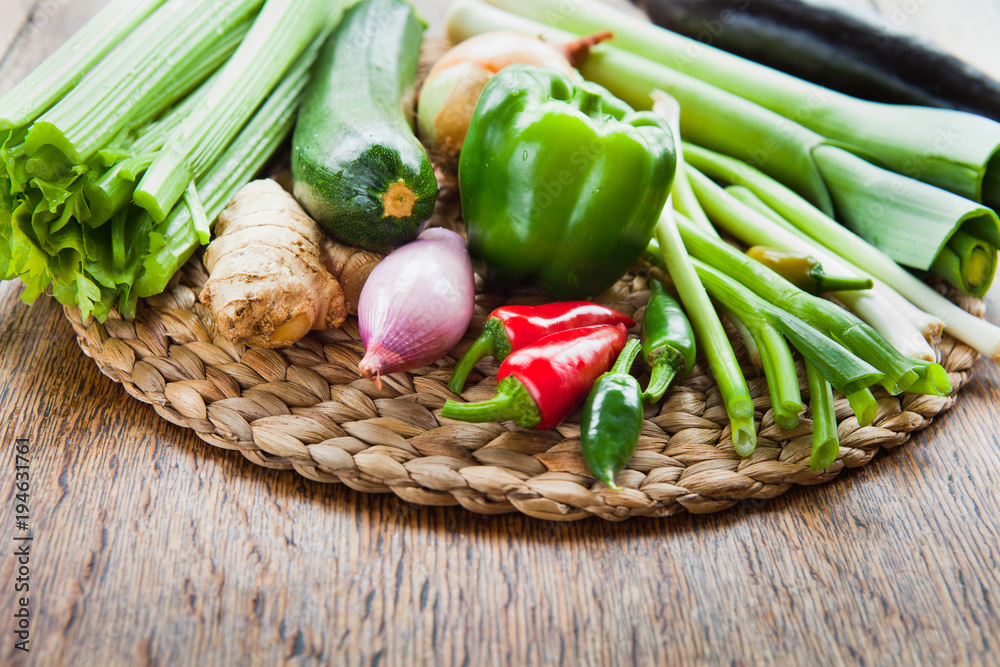 Fresh Vegetables board - cooking ingredients for healthy food : celery