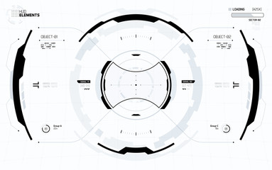 Wall Mural - Sci-Fi Futuristic Vector HUD Interface Screen. Virtual Reality View Display