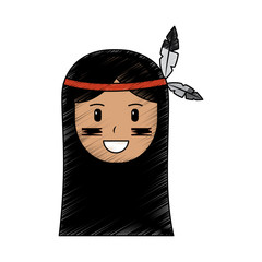 Sticker - happy native american person icon image vector illustration design 