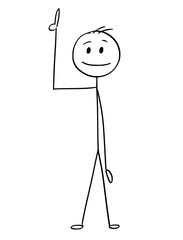 Canvas Print - Cartoon stick man drawing conceptual illustration of businessman pointing up or above him.