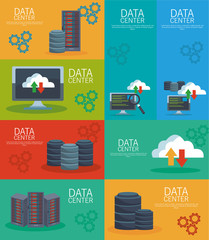 Sticker - Data center collection concept vector illustration graphic design