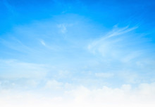 International Day Of Clean Air For Blue Skies Concept: Abstract White Cloud And Blue Sky In Sunny Day Texture Background