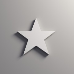 Wall Mural - White Star Icon. 3D Render Illustration