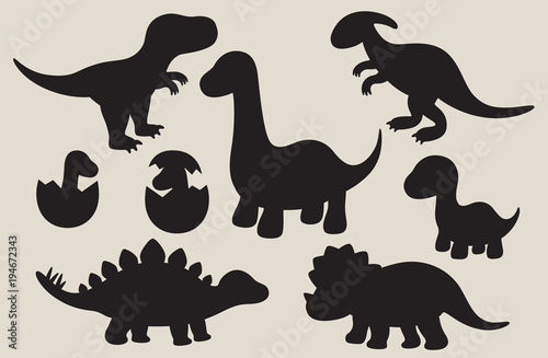 Download Vector illustration of dinosaur silhouette including ...