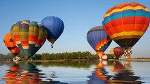 Colorful Hot Air Balloon Is Flying At Sunrise