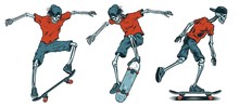 Set Of Skeletons Skateboarders.