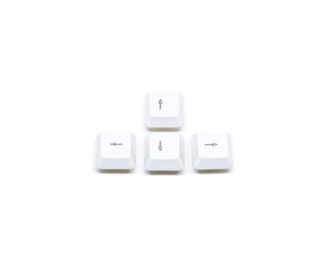 Leinwandbilder - Four white keyboard arrow button isolated on white background