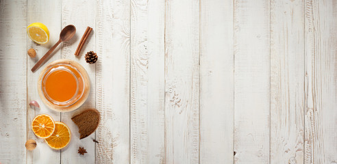 Wall Mural - healthy food on wooden table