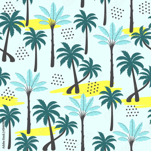 Naklejka - mata magnetyczna na lodówkę Palm tree seamless pattern. Vector llustration