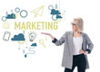 © LIGHTFIELD STUDIOS - beautiful stylish businesswoman presenting marketing icons, isolated on white