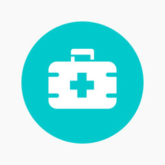 Sticker - First aid kit icon, medicine chest pictogram, vector illustration