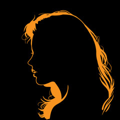 Woman face silhouette in backlight.