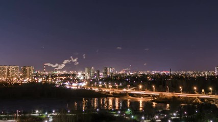 Wall Mural - Moscow center night skyline 4k time lapse footage