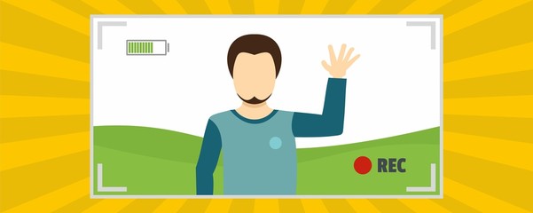 Poster - recorder banner. flat illustration of recorder vector banner for web