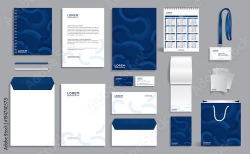 Cuadros en Lienzo Blue corporate identity design template with abstract geometric background