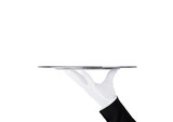 Fototapeta Panele - Servant white glove holds stainless steel tray