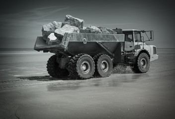 Poster - camion de chantier en action