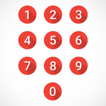 Set of red number icons