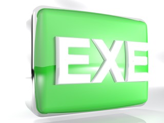 Poster - EXE green box icon - 3D rendering
