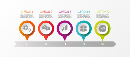 Wall Mural - Multicolored company timeline - infographic with options. Vector.