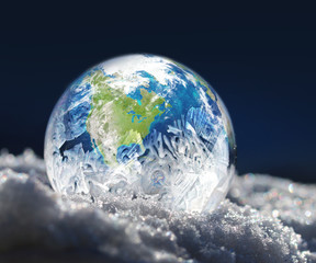 Frozen planet Earth climate change concept