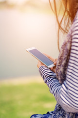 Poster - woman using smart phone.