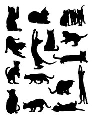 Cats pose silhouette. Good use for symbol, logo, web icon, mascot, sign, or any design you want.