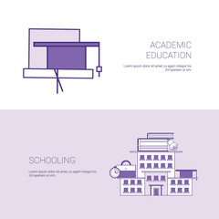 Poster - Academic Education And Schooling Template Web Banner With Copy Space Vector Illustration