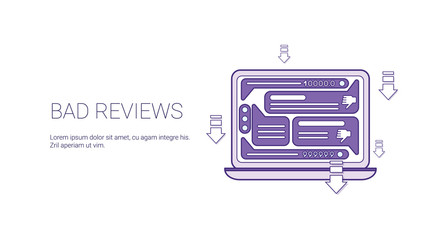 Poster - Bad Reviews Negative Feedback Template Web Banner With Copy Space Vector Illustration