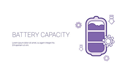 Poster - Battery Capacity Rechrge Indicator Template Web Banner With Copy Space Vector Illustration