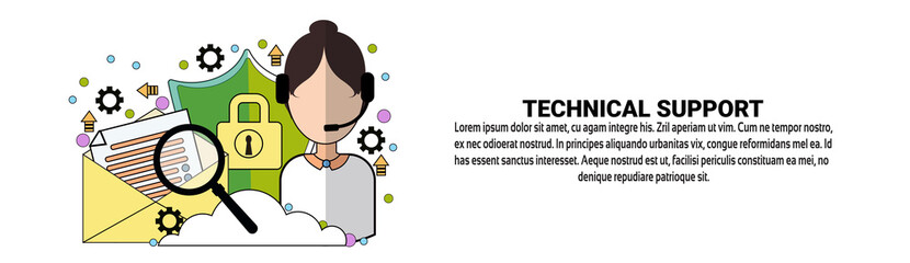 Aufkleber - Technical Support Service Concept Horizontal Web Banner With Copy Space Vector Illustration