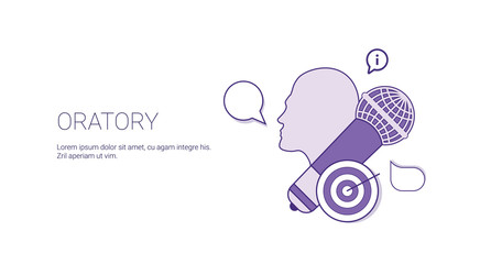 Poster - oratory speaking public concept template web banner with copy space vector illustration